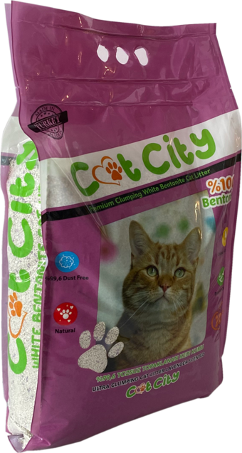 Cat City Ekstra Parfümlü Bentonit Topaklanan Kedi Kumu 10 Lt Lavantalı