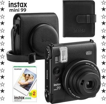 Instax Mini 99 Siyah Fotoğraf Makinesi 20'li Film Kare Albüm ve Deri Kılıf Seti