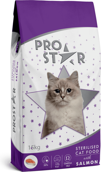 PROSTAR KISIRLAŞTIRILMIŞ YETİŞKİN KEDİ KURU MAMASI SOMONLU 15 KG