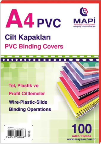 MAPİ PVC CİLT KAPAĞI A4 160mic KIRMIZI 100LÜ