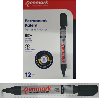 Penmark Permanent Marker Koli Kalemi Siyah Renk (12 Adet)