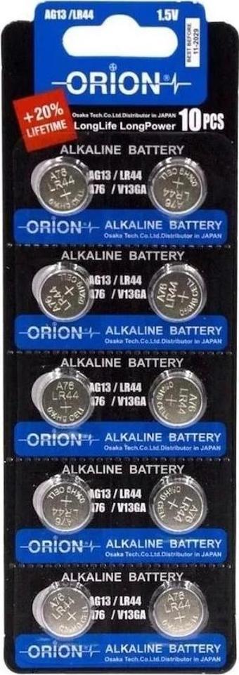 AG13/LR44 A76 LR1154 1.5V Alkalin Düğme Pil 10'lu