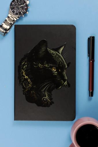 Copyder A5 Siyah Kedi Baskılı Laklı Selefonlu 13*21Cm Çizgili 96 Yaprak Not Defteri