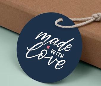 Copyder Ev Yapımı Ürünler İçin Made With Love Baskılı Delikli Etiketler 50 Adet