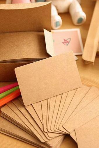 Copyder Kraft Boş Kelime Kartları 5.5X8.5Cm Oval Kesimli Kraft Etiket Kartlar 500 Adet