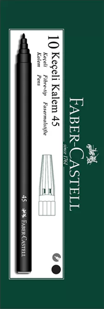 FABER-CASTELL 45 KEÇELİ KALEM SİYAH 10LU (155002)