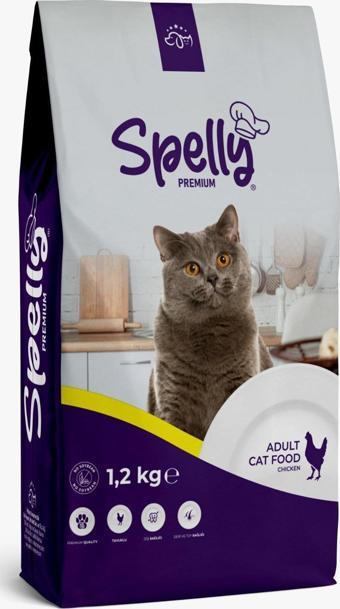SPELLY YETİŞKİN TAVUKLU KURU KEDİ MAMASI 1,2 KG X 8