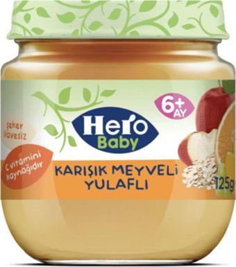 Hero Baby 12 Adet Karışık Meyveli Yulaflı Kavanoz Bebek Maması 125 Gr