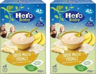 Hero Baby Gece Sütlü Muzlu Pirinçli Kaşık Maması 4+ Ay 200Gr X 2 Adet