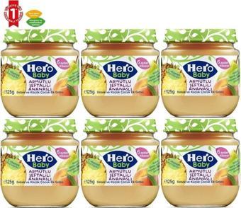 Hero Baby Kavanoz Maması 125Gr Armut Ananas Şeftali (6 Lı Set)