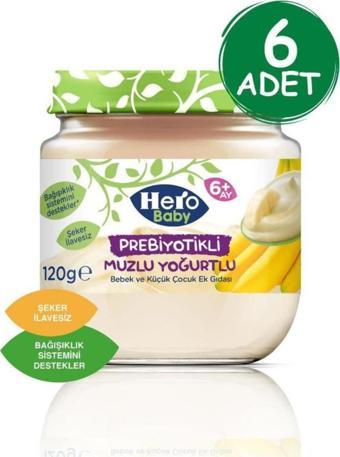 Hero Baby Prebiyotikli Muzlu Yoğurtlu Kavanoz Mama 120 Gr X 6 Adet