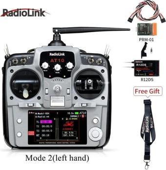 Radiolink AT10II 2.4Ghz 12 Kanal DSSS/FHSS Uzaktan Kumanda +R12DS Alıcı+PRM-01 Telemetri Sensörü Gri