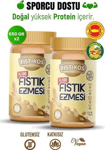 FISTIKOS 2 Li %100 Şekersiz Yer Fıstığı Ezmesi 1300 G