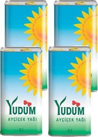 Yudum Ayçiçek Yağı 5 lt Teneke 4'lü Koli (Eko Paket)