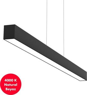 İdes Lineer Led Avize 100 cm 48 W / 4000K Naturel Beyaz / Siyah Alüm Kasa