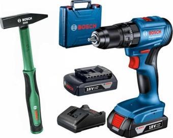 Bosch Gsb 185-Li Kömürsüz Darbeli Çift Akülü Şarjlı Matkap Vidalama Ve Bosch 300 G Çekiç Hediye