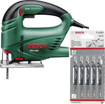 Bosch Pst 650 Compact 500 Watt Dekupaj Testere Makinesı Dekopaj + 5 Adet T144D Ahşap Testere Bıçağı