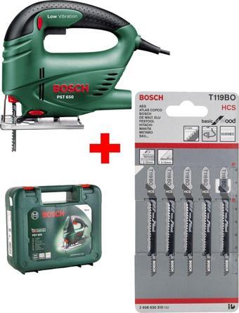 Bosch Pst 650 Compact Dekupaj Testere Makinesı Dekopaj + 5 Adet T119Bo Ahşap Testere Dekupaj Bıçağı