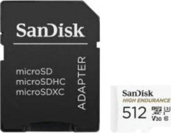 SanDisk High Endurance 512GB 100/40MB/s microSDXC C10 V30 Adaptörlü Hafıza Kartı SDSQQNR-512G-GN6IA