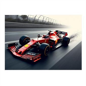 Yarış Pistinde Formula 1 Arabası Model Ahşap Tablo 50cmX 70cm