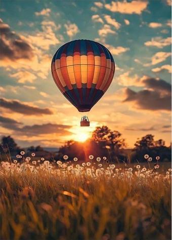 Gün Batımında Balon Hediyelik Mdf Tablo