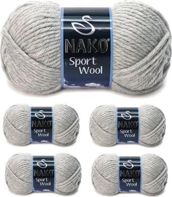 Mbb E-Ticaret 5 Adet Sport Wool Atkı Bere Ceket Yelek Örgü Ipi Yünü No: 195 Açık Gri Melanj