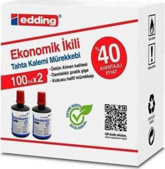 Mbb E-Ticaret Edding Im-1199 100Ml Yazı Tahtası Mürekkebi Kırmızı 2'Li Paket