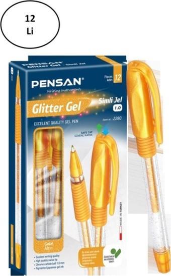Mbb E-Ticaret Pensan Glitter Simli Jel Kalem 1 Mm Altın 12'Li