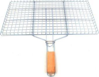 Mbb E-Ticaret Ahşap Saplı Mangal Izgarası Galvanizli Paslanmaz Kafes Demir 25 X 40 Cm
