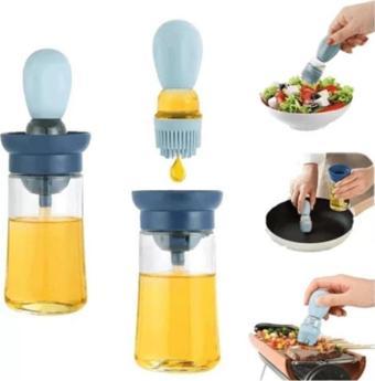 Mbb E-Ticaret Hazneli Silikon Uçlu Cam Yağdanlık Sirke Yağ Yumurta Ve Sos Fırçası Asorti