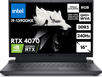 Dell G16 7630 i9-13900HX 32GB 4 TBSSD RTX4070 (8 GB) QHD+ 16" 240Hz Windows 10 Home G76302401024UHMF74