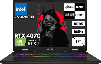 MSI Sword 17 HX i7-14700HX 32-GBDDR5 2 TBSSD RTX4070 (8 GB) 17" FHD+ 165Hz Windows 10 Home B14VGKG-054XTRHMF70