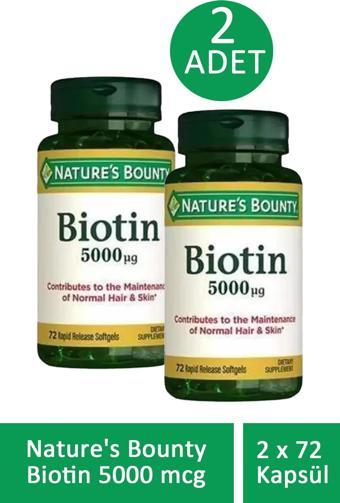 Nature's Bounty Biotin 5000 mcg 72 Kapsül 2 ADET