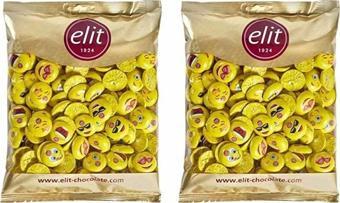 Elit Çikolata Mini Elitoloji Emoji Sütlü Çikolata 1Kg 2'Li Set (2X1Kg) Glutensiz