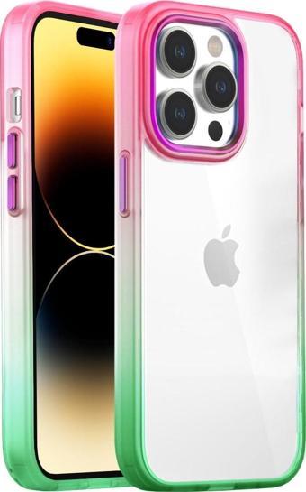 Buff Iphone 14 Pro Air Bumper Rainbow Kılıf Pink Green