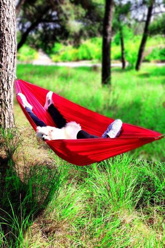 Bundeba Kamp Hamağı Piknik Hamağı Bahçe Balkon Outdoor Kamp Salıncak Hamak Kırmızı