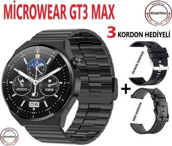 Microwear Gt3 Max Akilli Saat (3 Kordonlu--2023 Yeni̇ Model)