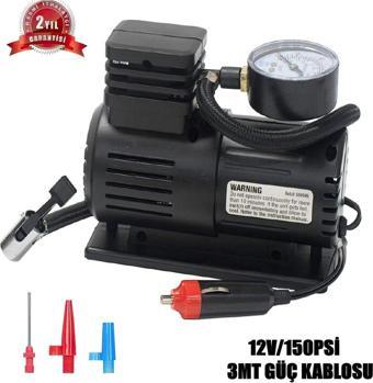 Tmax 12V/120W/150Psi Güçlü Mi̇Ni̇ Hava Kompresörü( Futbol Topu/Bi̇Si̇Klet Aparatlari Mevcut)