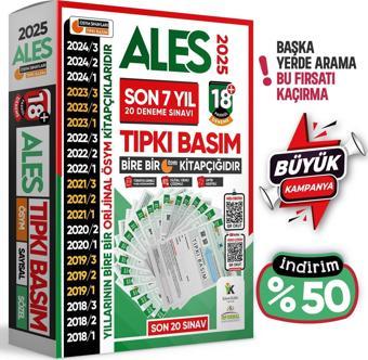 2025 ALES ÖSYM Tıpkı Basım EN EKONOMİK Çıkmış Soru 18+ Deneme Paketi Video/PDF Çözüm Türkiye Geneli - Karakutu Yayınları