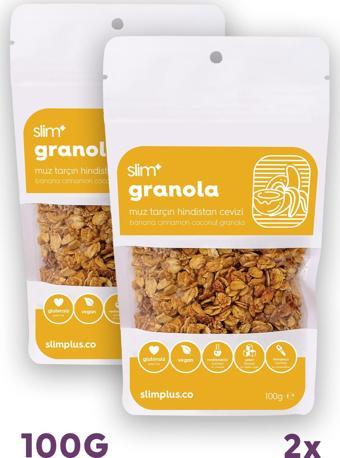 2 Paket Muz Tarçın Hindistan Cevizi Glutensiz İlave Şekersiz Vegan Granola 100gr