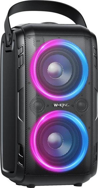 W-King T9-2 Bluetooth Hoparlör 180W Partybox 24S Dinleme Işıklı IPX5 Kablosuz Stereo TWS Ses Bombası Siyah