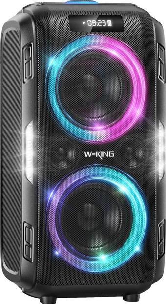 W-King T9PRO Bluetooth Hoparlör 250W Partybox 24S Dinleme Işıklı IPX5 Kablosuz Stereo TWS Ses Bombası Siyah