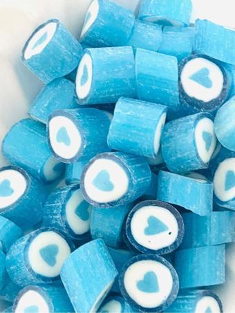 Şekerci Yaşar Mavi Kalp Desenli Lolly Akide Şeker 1000 Gr