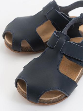 mnpc Unisex Çocuk Lacivert Deri Ortopedik Destekli Çocuk Sandalet
