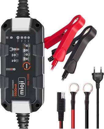 Mioji Mio 3500 3.5A 6V ve 12V Araba Şarj, Akü Bakım, Damlama Şarj Cihazı ve Motosiklet, ATV, Lityum ve Derin Döngülü Aküler için Kükürt Giderici Akıllı Akü Şarj Cihazı
