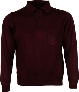 Erkek Bordo Kazak Polo Yaka Yünlü Klasik Normal Kesim RAR00653