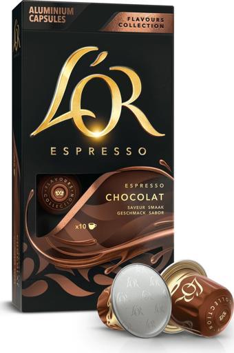 L'OR Çikolata Aromalı Nespresso Uyumlu Alüminyum Kapsül Kahve 10'lu