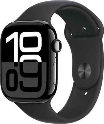 Apple Watch Series 10 Gps 42Mm Jet Siyah Alüminyum Kasa + Siyah Spor Kordon - S/M