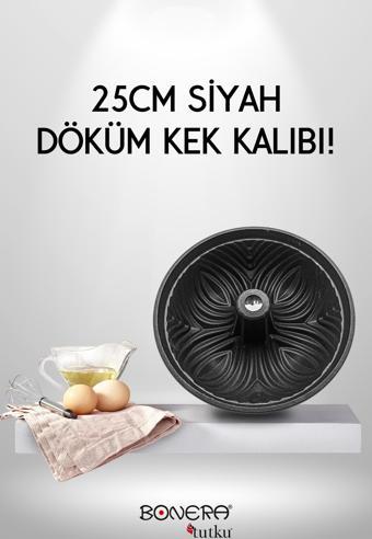 Bonera Desenli 25cm Döküm Siyah Kek Kalıbı 