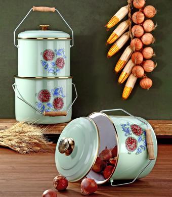 Bonera Emaye 3'lü Su Yeşili Bakraç Set 20-22-24cm 